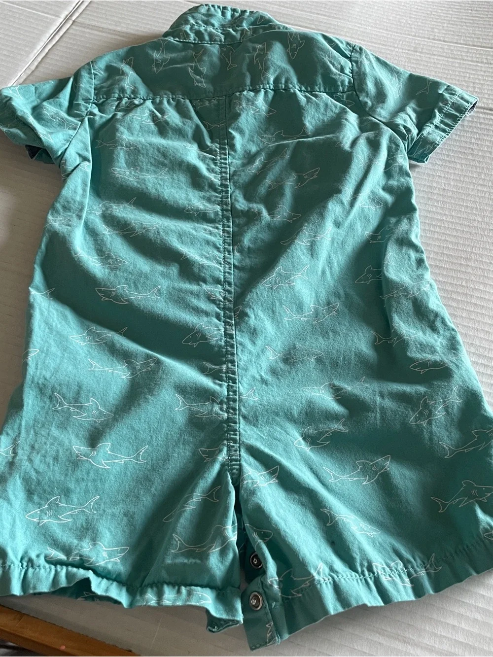 Free Planet Turquoise Shark Print Toddler Romper